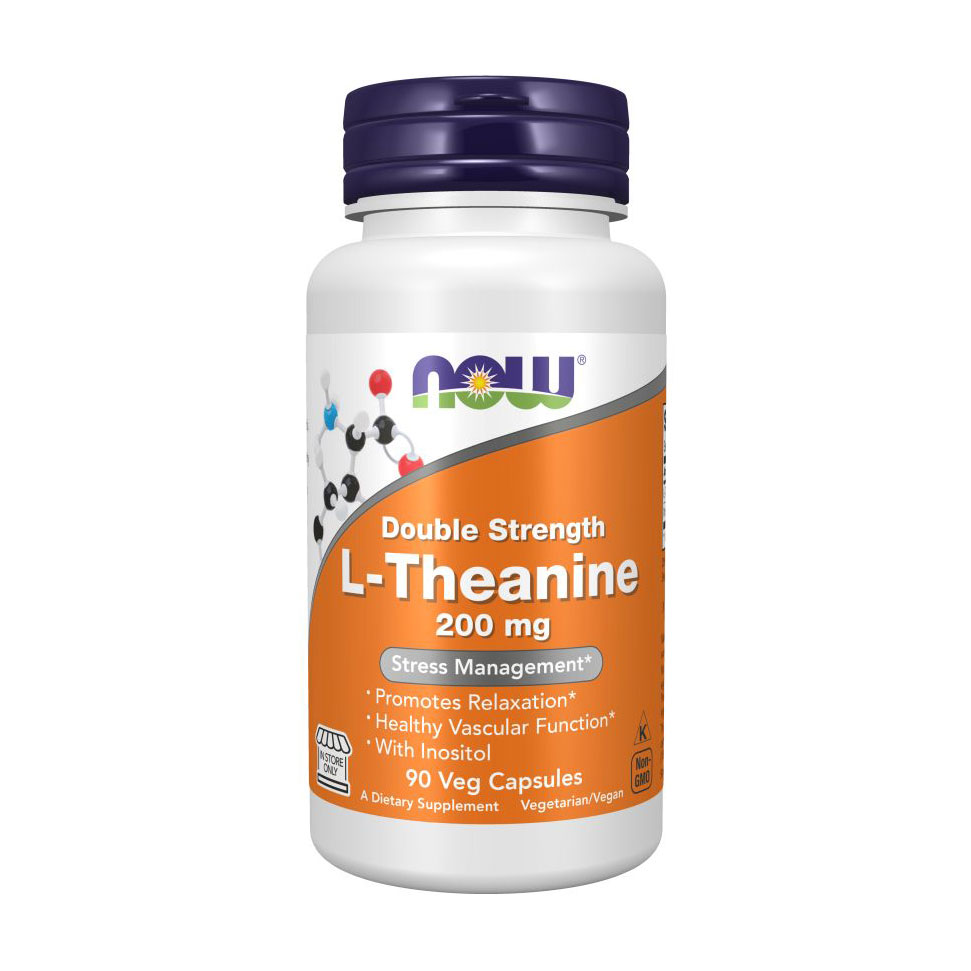 L-Теанін NOW foods Double Strength L-Theanine 200 мг, 90 капсул
